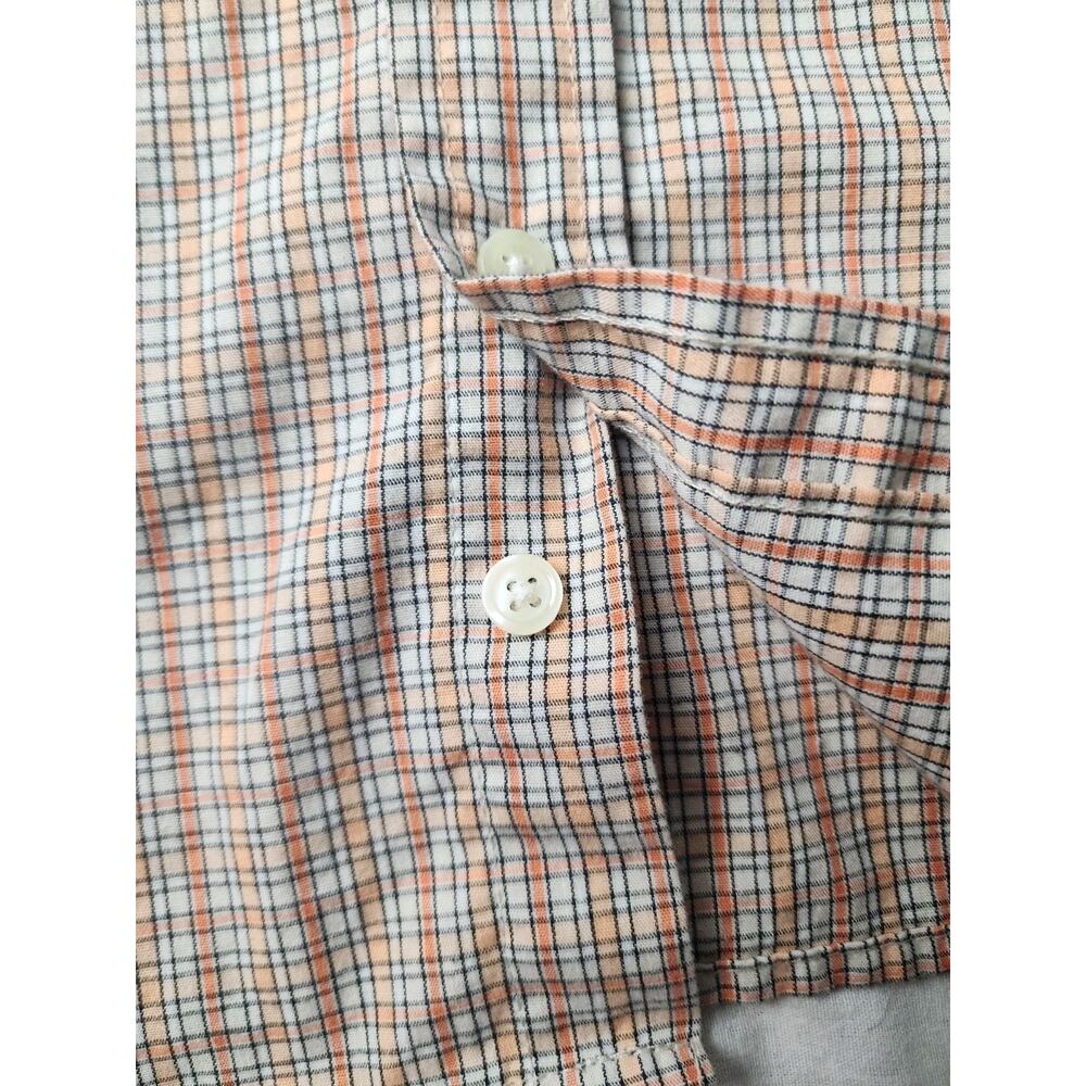 Cherokee Men's XL Orange Plaid Button Up Short Sleeve Shirt Retro Country Cotton - Picture 8 of 13